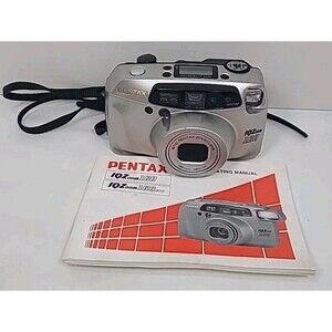 Vintage Pentax IQZoom 160 35mm Point and Shoot Film Camera Japan W/Manual